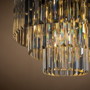 OPEN BOX-Mid-Century Modern Matte Black 3-Tier Crystal Flush Mount Lighting