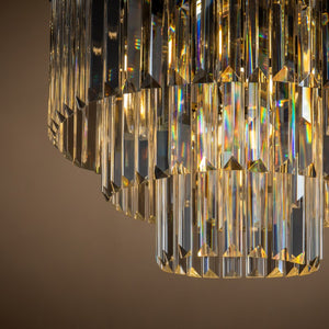 6-Lights Contemporary Matte Black 3-Tier Round Flush Mount Ceiling Light With Crystal Accents
