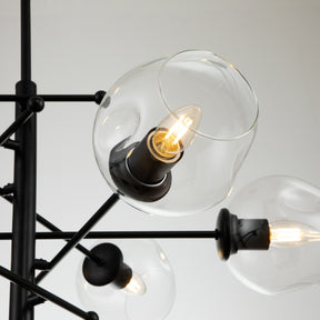 Modern Matte Black Sputnik Chandelier with Clear Glass Shade